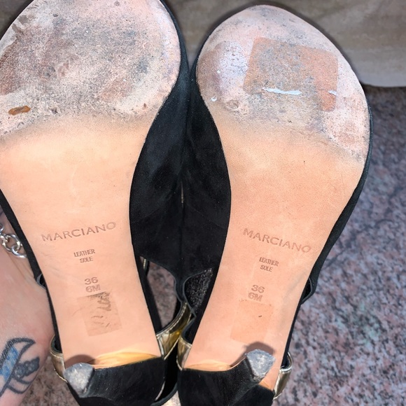 Marciano black suede open toe heels size 6 - Picture 11 of 14
